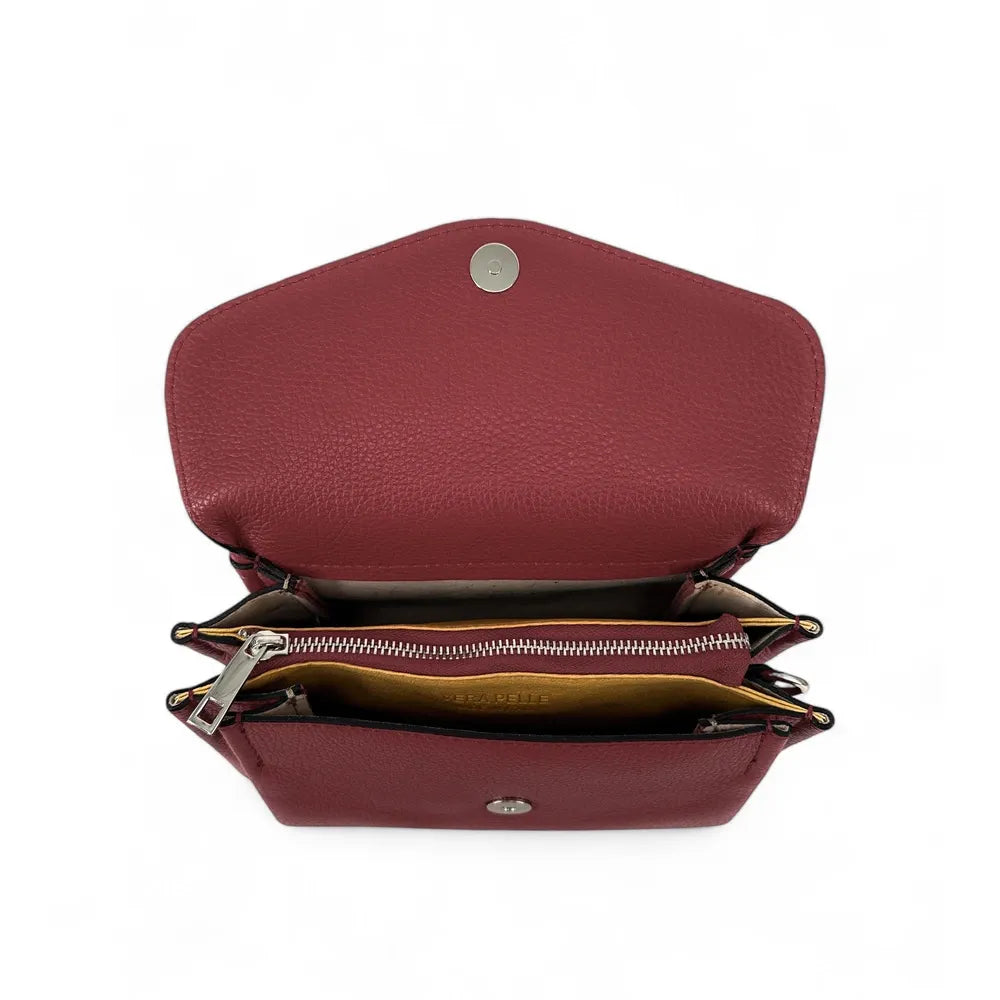 Sac trotteur en cuir grainé ORIGAMI Rouge bordeaux