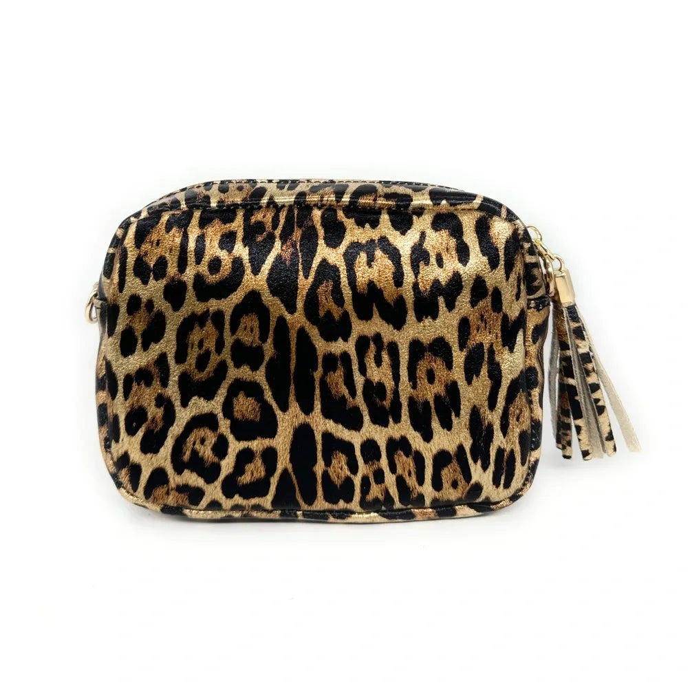 Sac trotteur en cuir irisé LITTLE SEVILLE JUNGLE Léopard or pâle