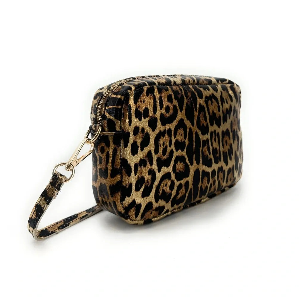 Sac trotteur en cuir irisé LITTLE SEVILLE JUNGLE Léopard or pâle