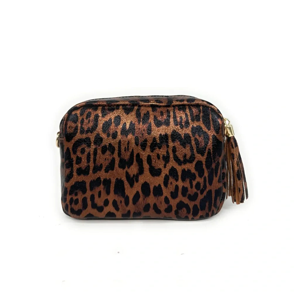 Sac trotteur en cuir irisé LITTLE SEVILLE JUNGLE Léopard chocolat irisé