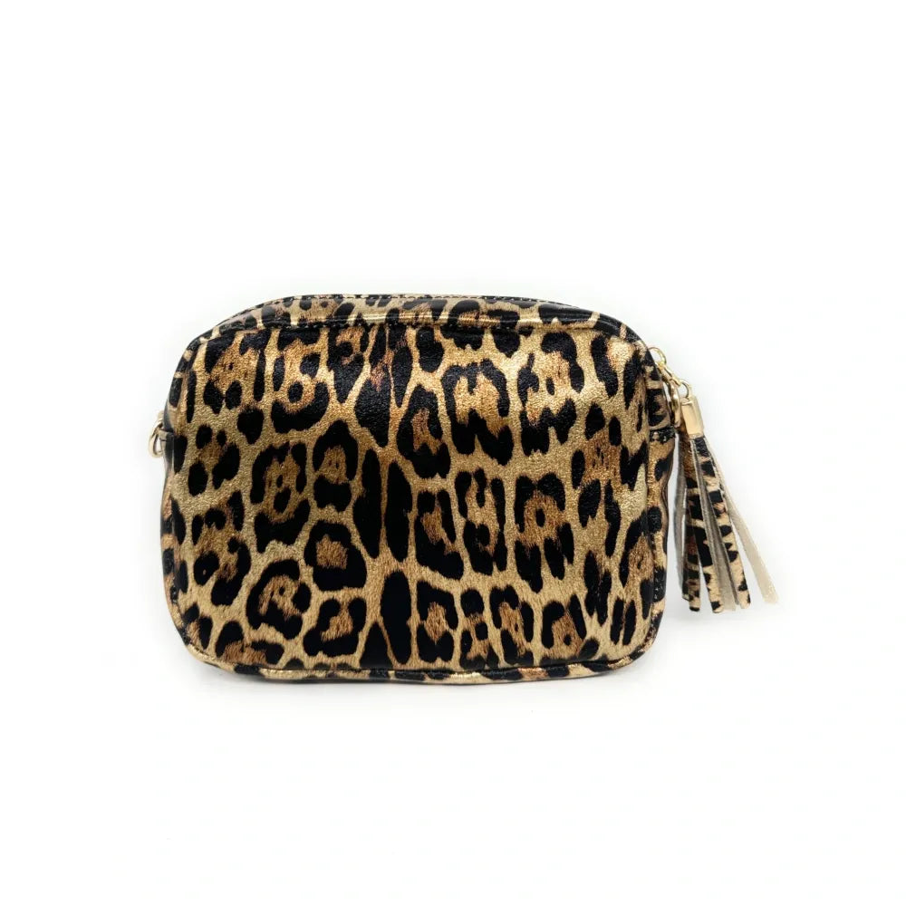 Sac trotteur en cuir irisé LITTLE SEVILLE JUNGLE Léopard or pâle
