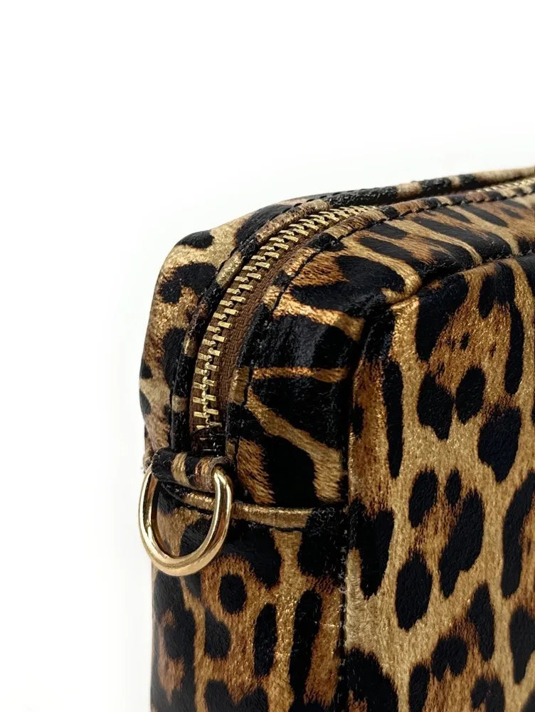 Sac trotteur en cuir irisé LITTLE SEVILLE JUNGLE Léopard or pâle