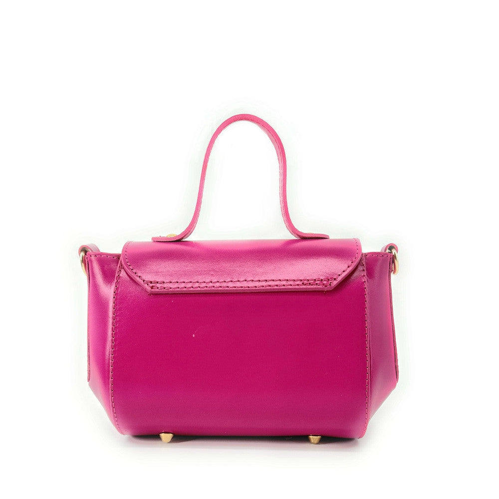 Sac trotteur en cuir lisse PRIM Rose fuchsia