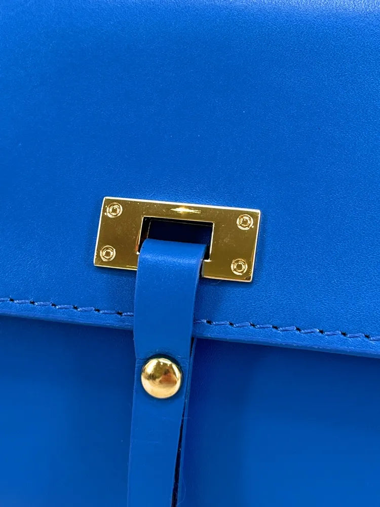 Sac trotteur en cuir lisse PRIM Bleu roi