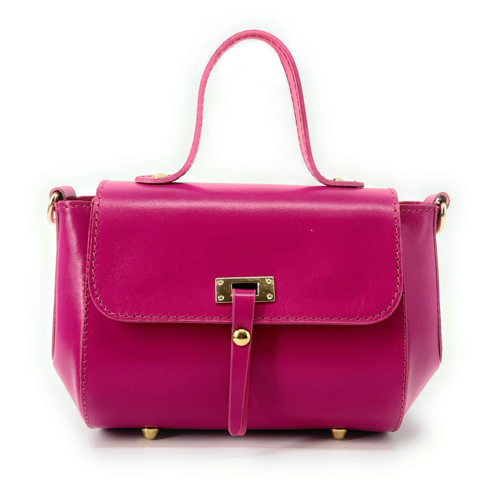 Sac trotteur en cuir lisse PRIM Rose fuchsia
