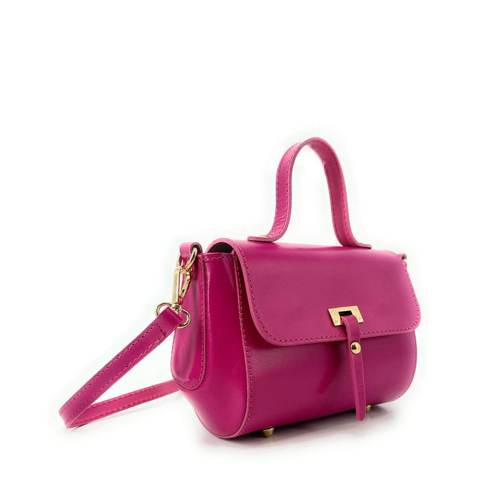 Sac trotteur en cuir lisse PRIM Rose fuchsia