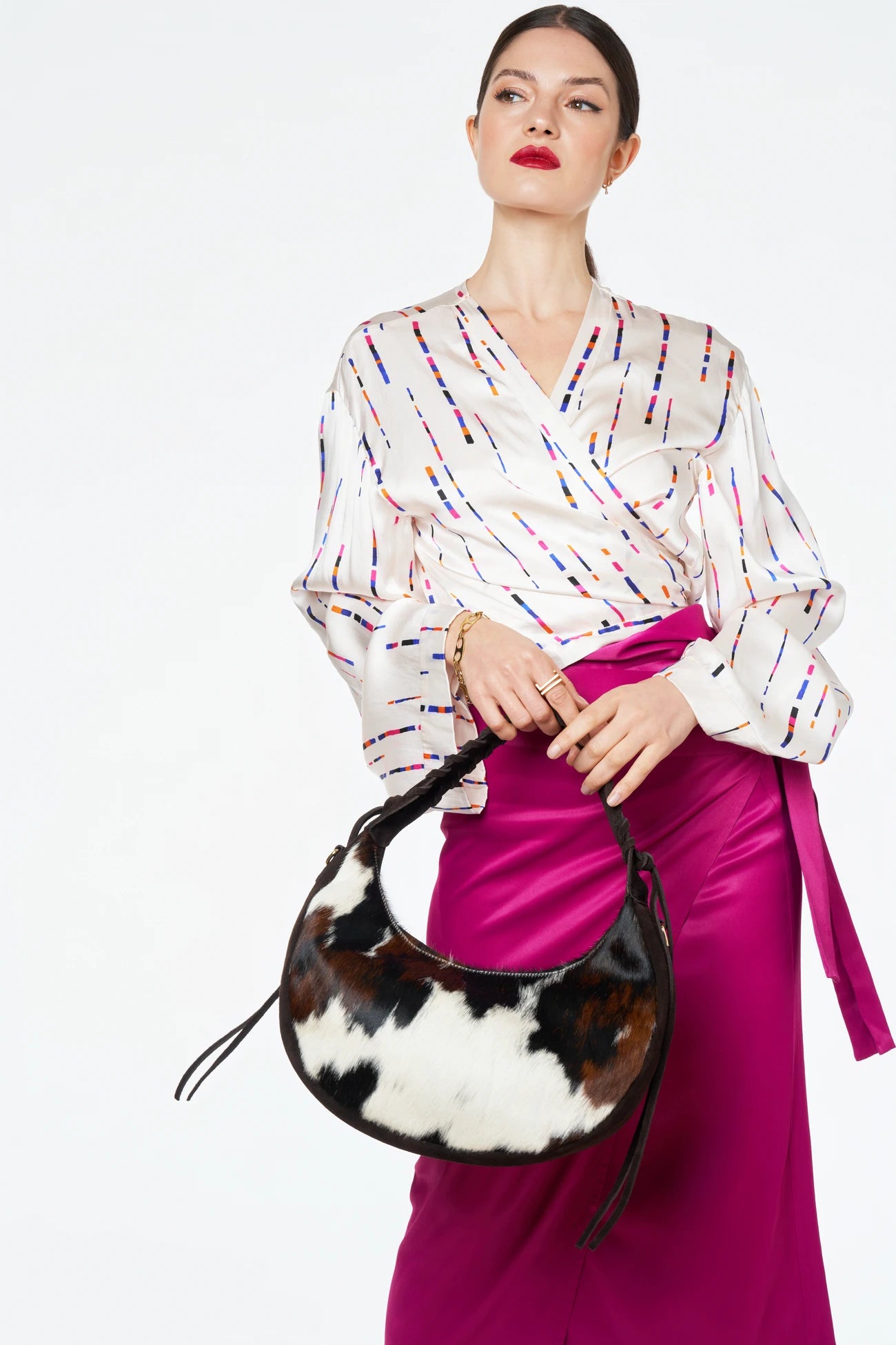 Sac demi-lune en cuir daim et vachette U-NYX Numéro 05