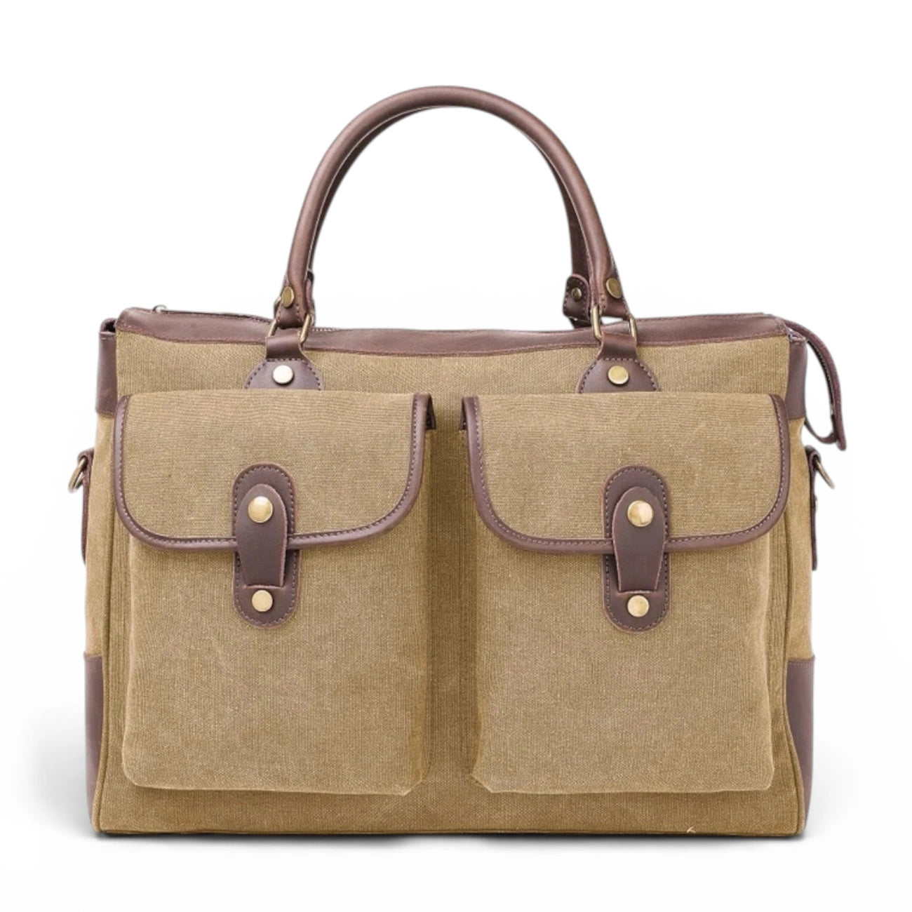 Sac week-end et voyage en cuir et toile AUSTERLITZ Beige foncé
