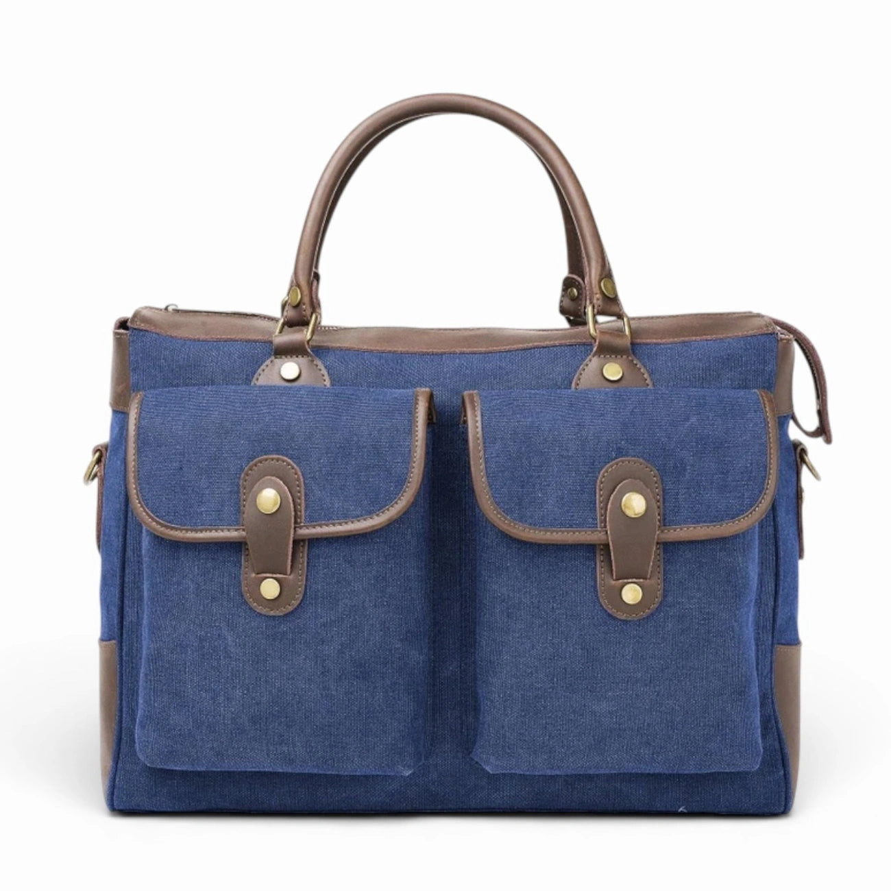 Sac week-end et voyage en cuir et toile AUSTERLITZ Bleu denim