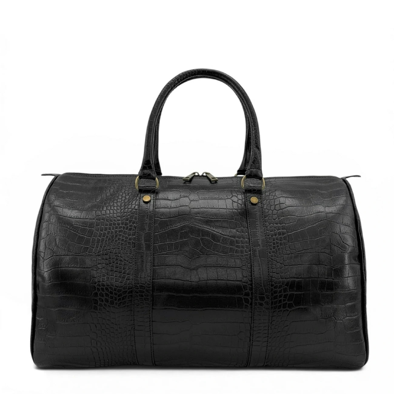 Sac de voyage en cuir embossé crocodile DARWIN Noir