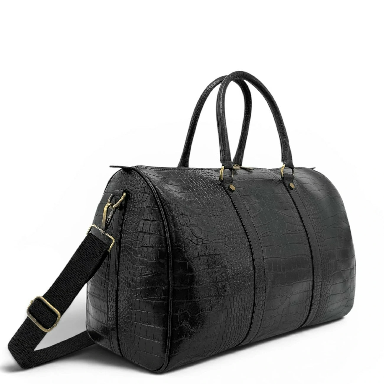 Sac de voyage en cuir embossé crocodile DARWIN Noir