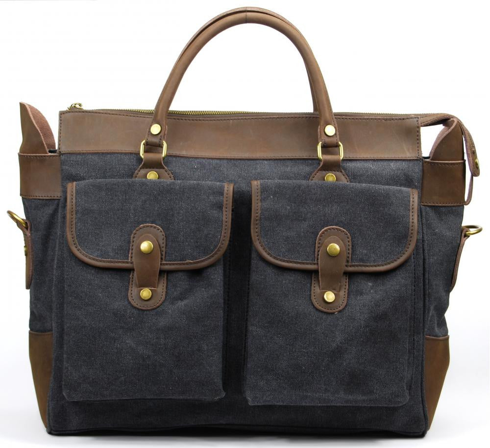 Sac week-end et voyage en cuir et toile ZANZIBAR Noir
