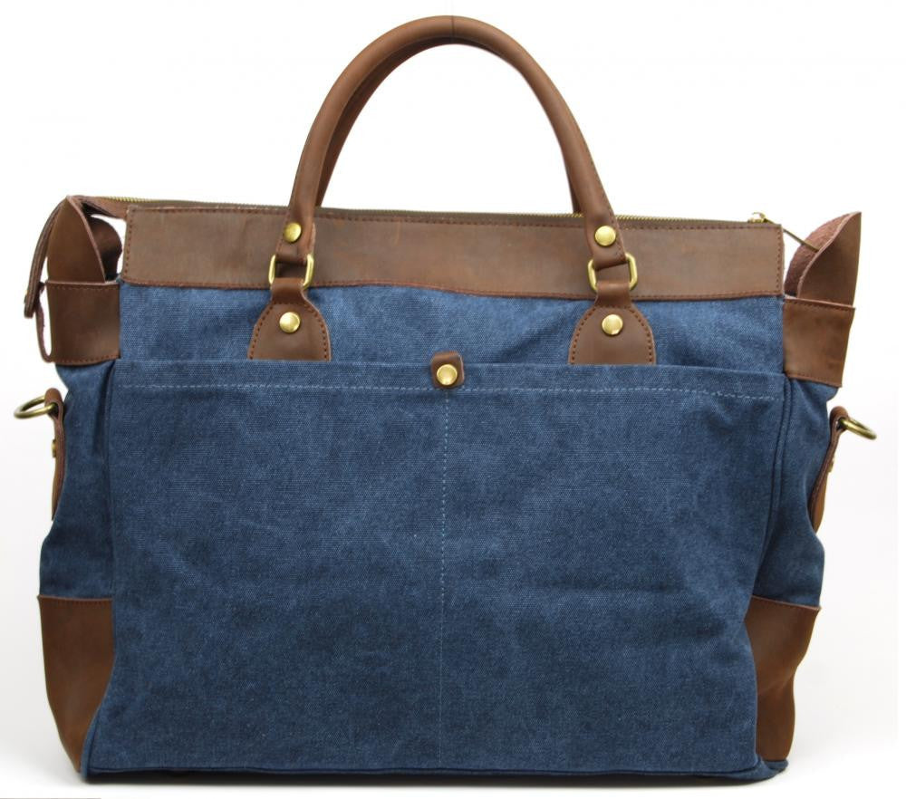 Sac week-end et voyage en cuir et toile ZANZIBAR Bleu denim