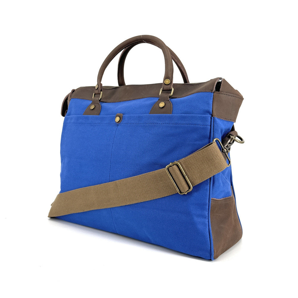 Sac week-end et voyage en cuir et toile ZANZIBAR Bleu roi