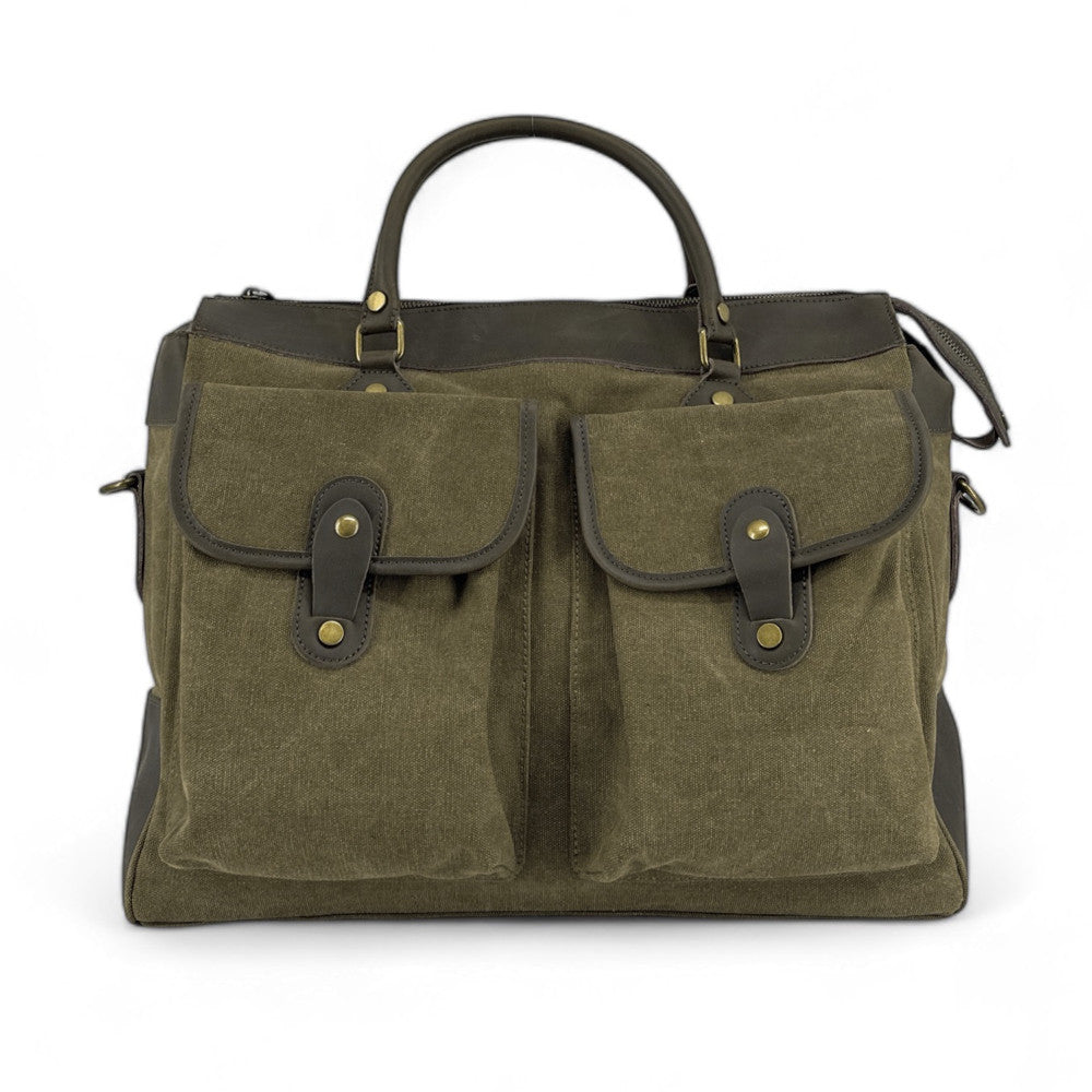 Sac week-end et voyage en cuir et toile ZANZIBAR Kaki