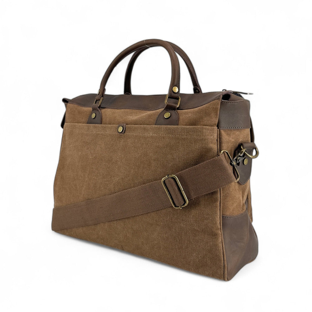 Sac week-end et voyage en cuir et toile ZANZIBAR Camel foncé