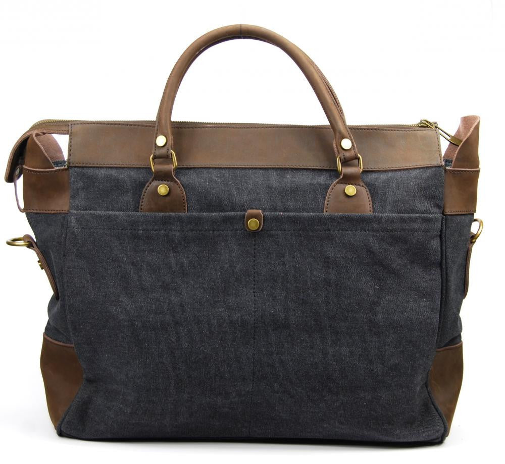 Sac week-end et voyage en cuir et toile ZANZIBAR Noir