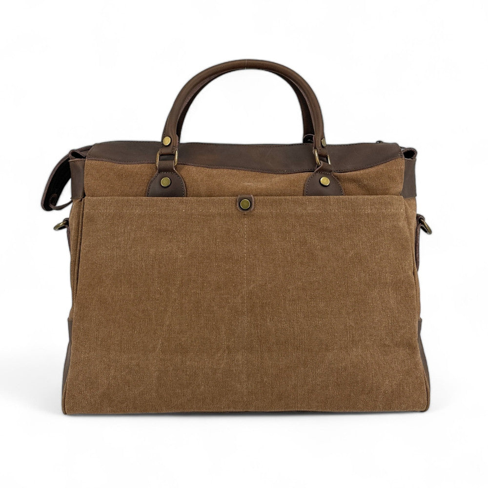 Sac week-end et voyage en cuir et toile ZANZIBAR Camel foncé