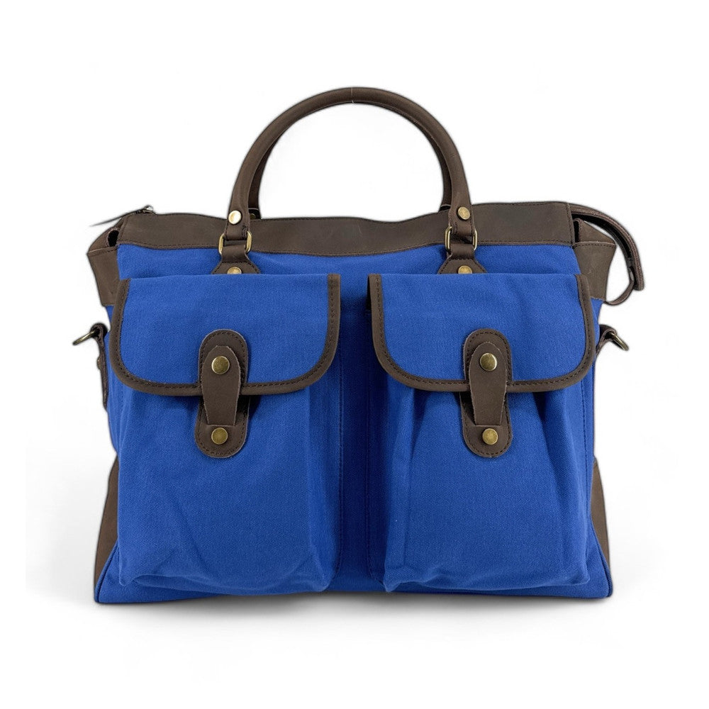 Sac week-end et voyage en cuir et toile ZANZIBAR Bleu roi