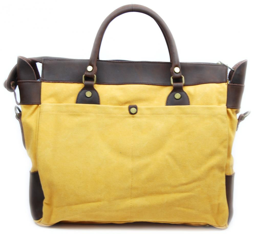 Sac week-end et voyage en cuir et toile ZANZIBAR Jaune tournesol