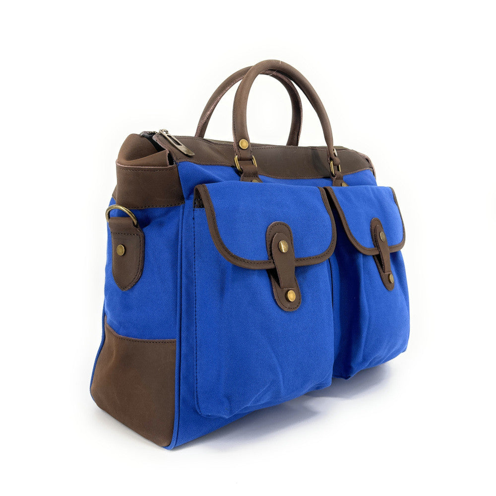 Sac week-end et voyage en cuir et toile ZANZIBAR Bleu roi