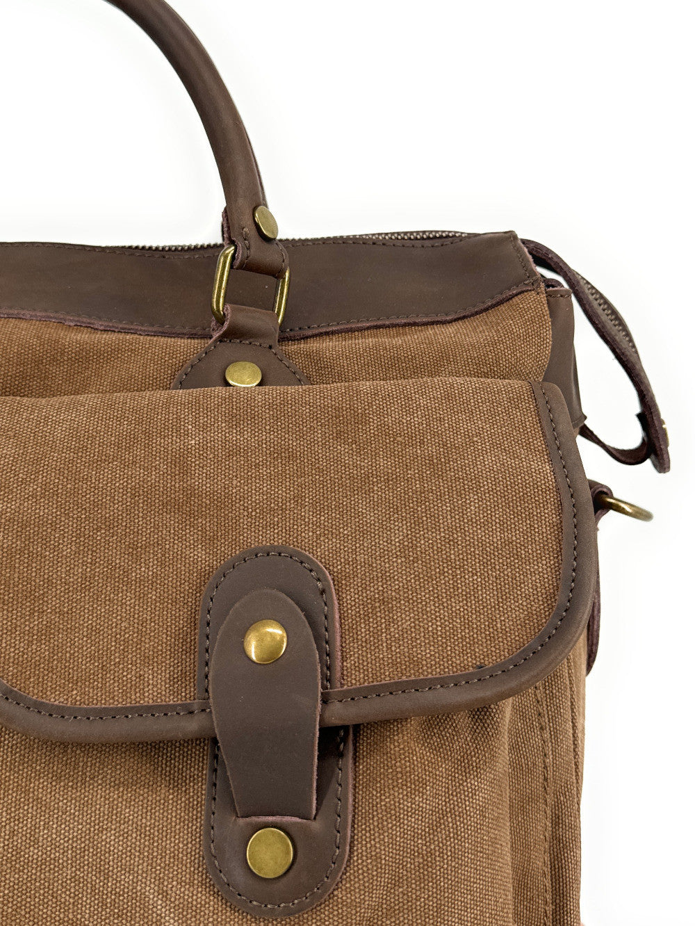 Sac week-end et voyage en cuir et toile ZANZIBAR Camel foncé