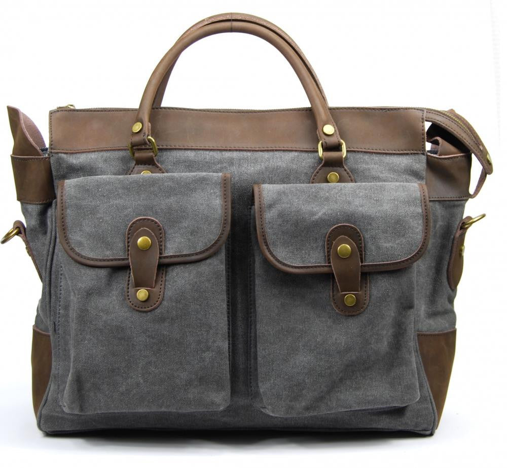 Sac week-end et voyage en cuir et toile ZANZIBAR Gris clair