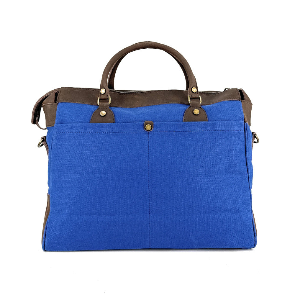 Sac week-end et voyage en cuir et toile ZANZIBAR Bleu roi