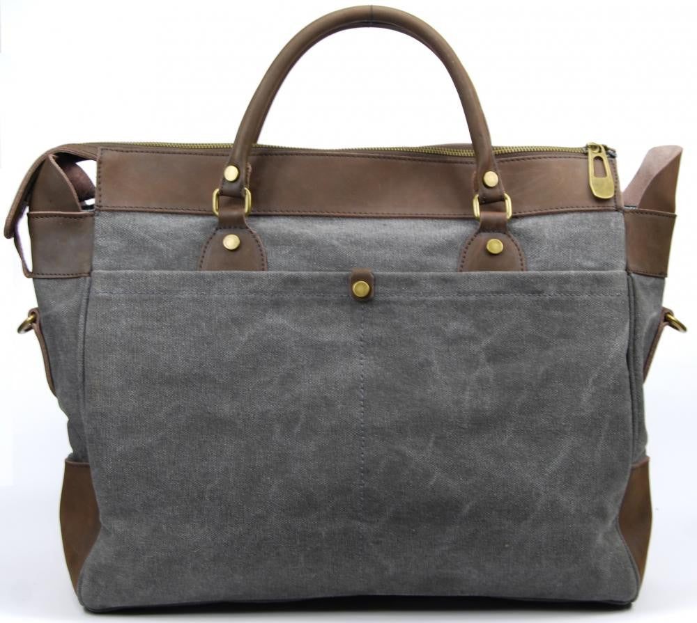 Sac week-end et voyage en cuir et toile ZANZIBAR Gris clair