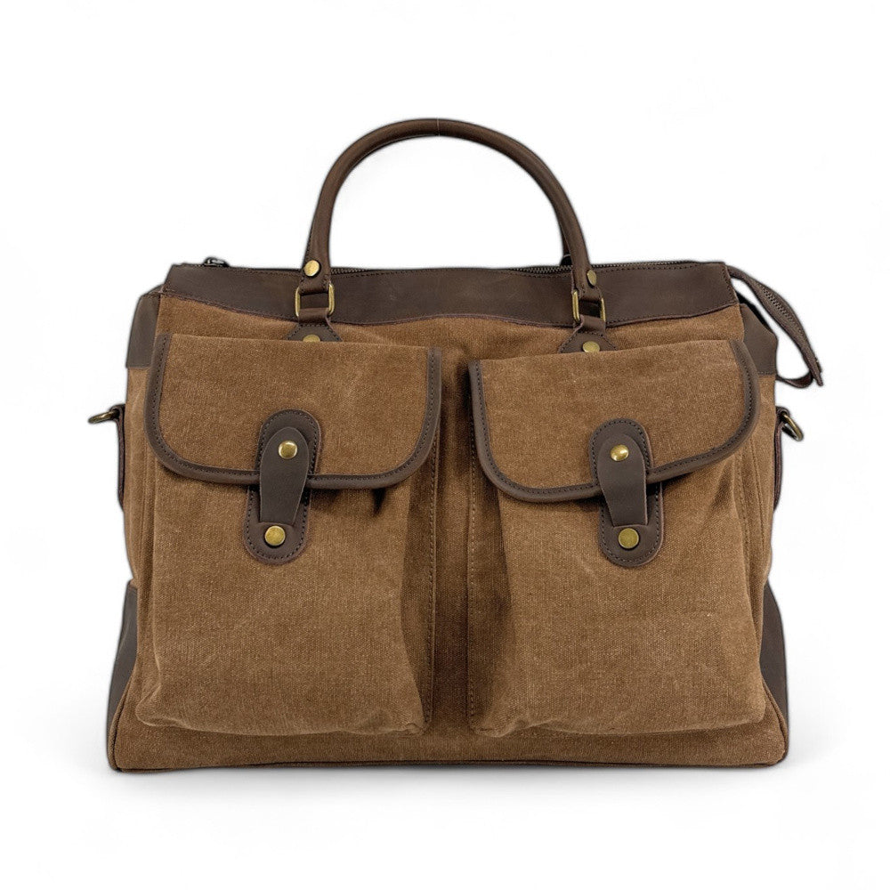 Sac week-end et voyage en cuir et toile ZANZIBAR Camel foncé