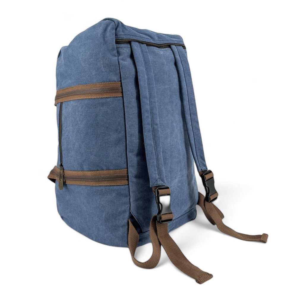 Sac week-end en toile et cuir PALAWAN Bleu denim