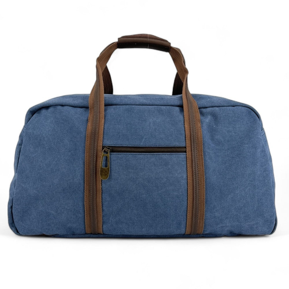 Sac week-end en toile et cuir PALAWAN Bleu denim