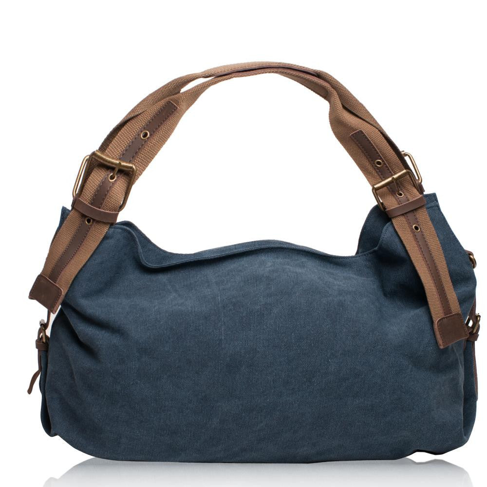 Sac week-end en toile et cuir PUKA PUKA Bleu
