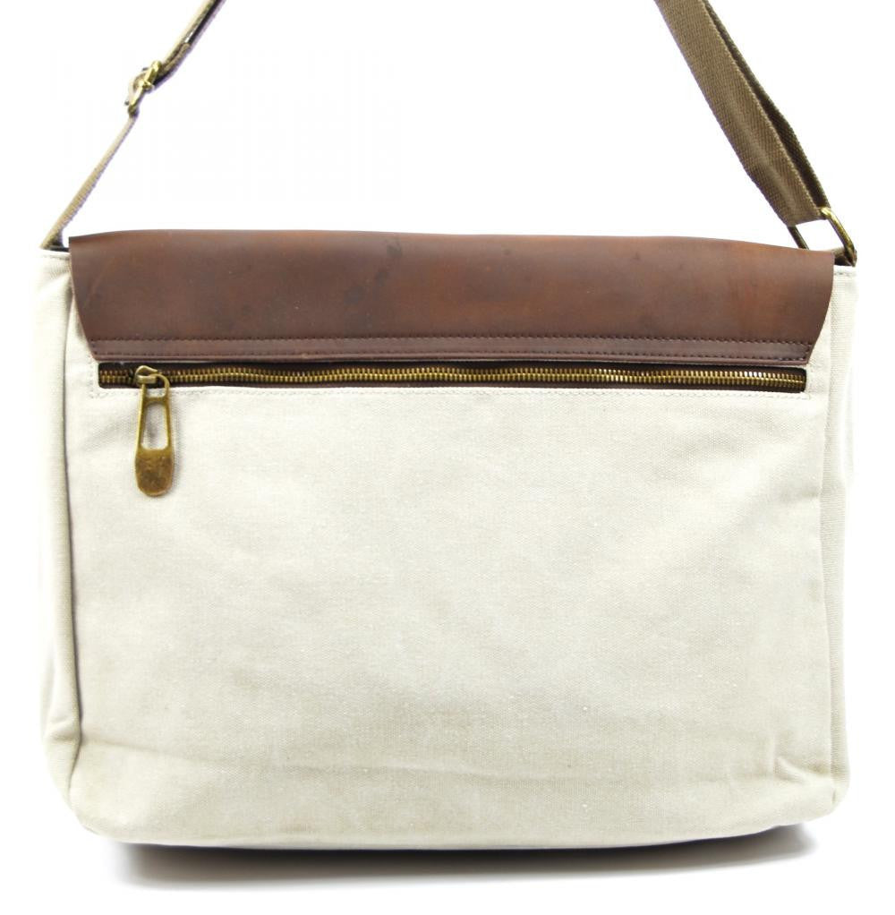 Sacoche cuir et toile CANCUN Beige crème