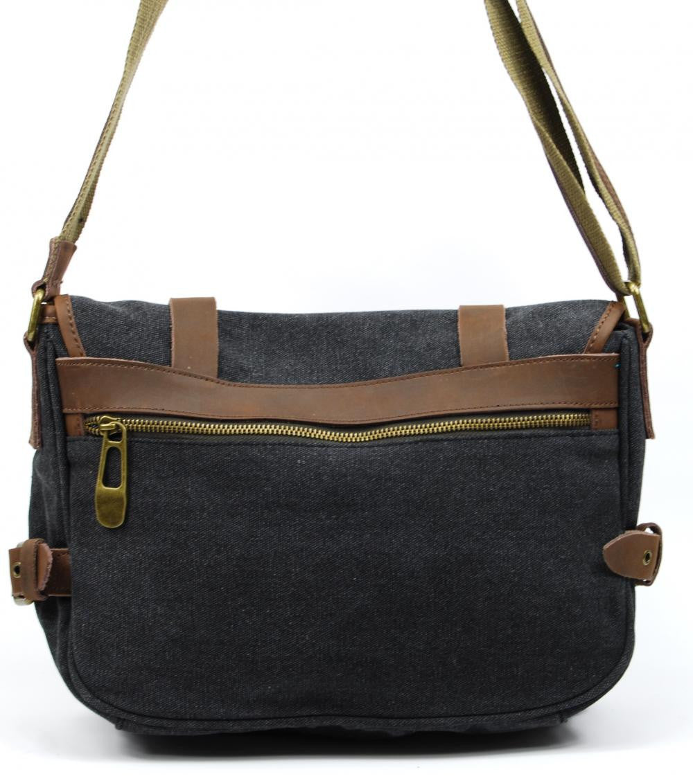 Sacoche cuir et toile PAPEY Noir