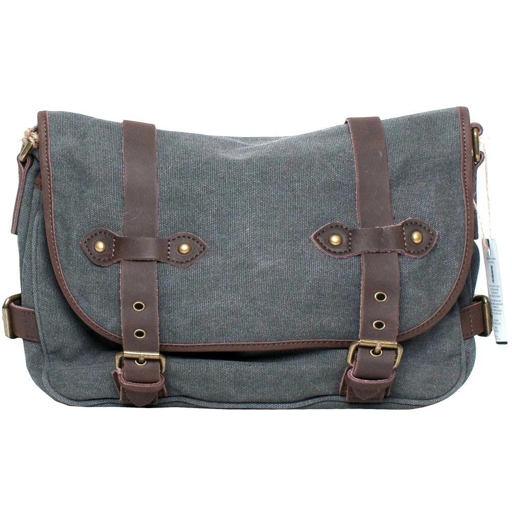 Sacoche cuir et toile PAPEY Gris clair