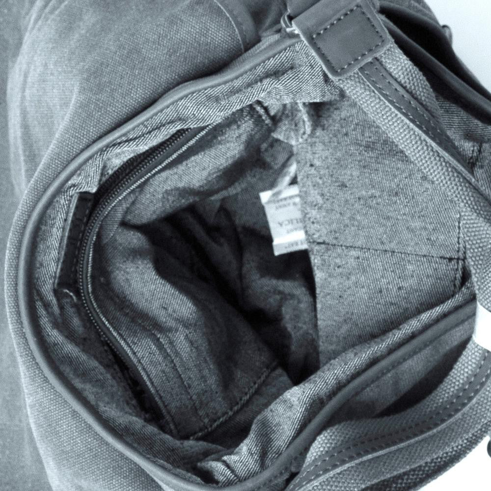 Sacoche cuir et toile PAPEY Gris clair
