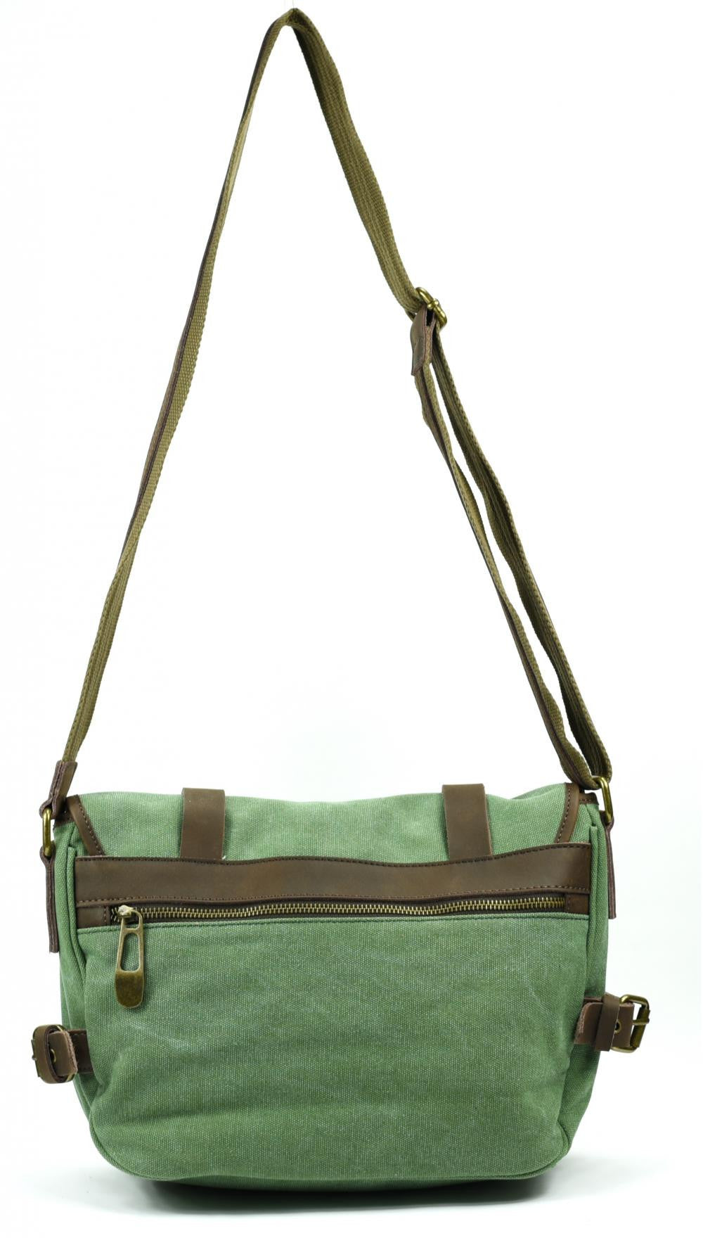 Sacoche cuir et toile PAPEY Menthe givrée