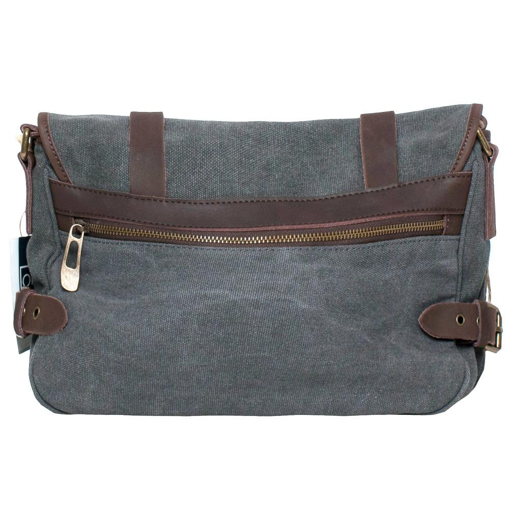 Sacoche cuir et toile PAPEY Gris clair