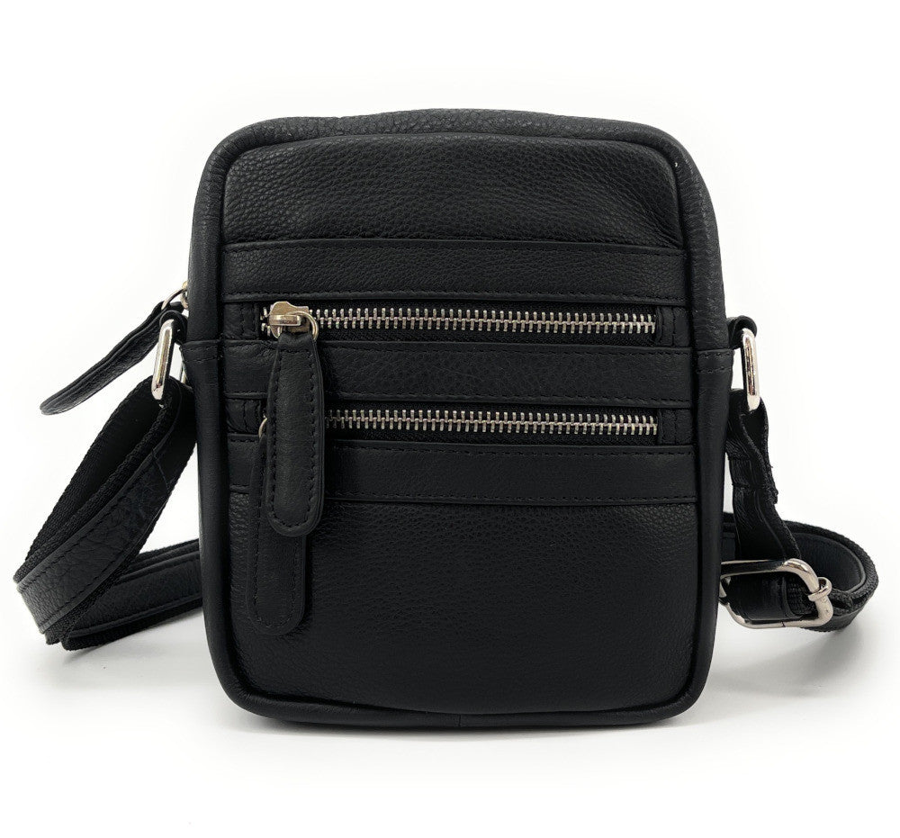 Sacoche en cuir lisse TRINITY Noir