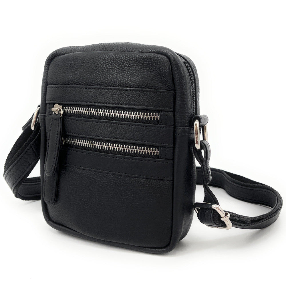 Sacoche en cuir lisse TRINITY Noir