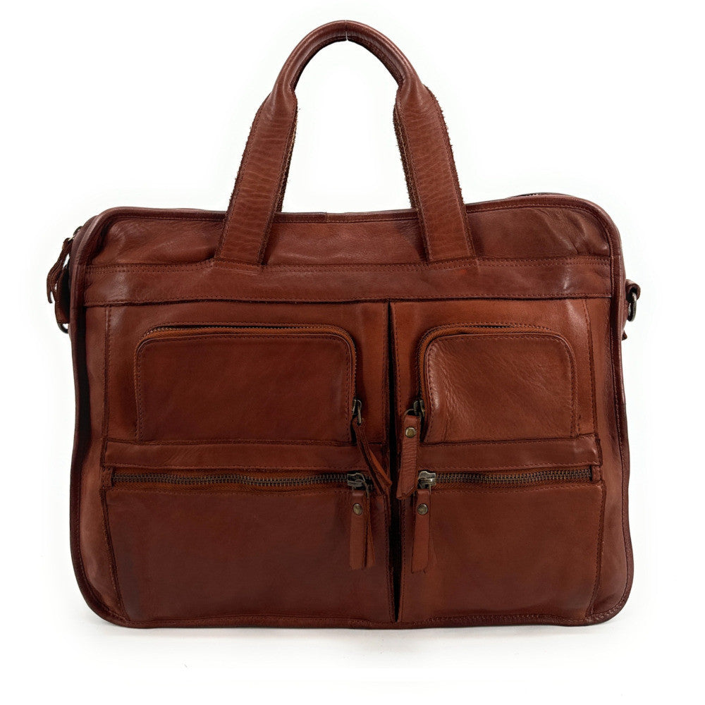 Sacoche en cuir vintage KENOBI Camel foncé