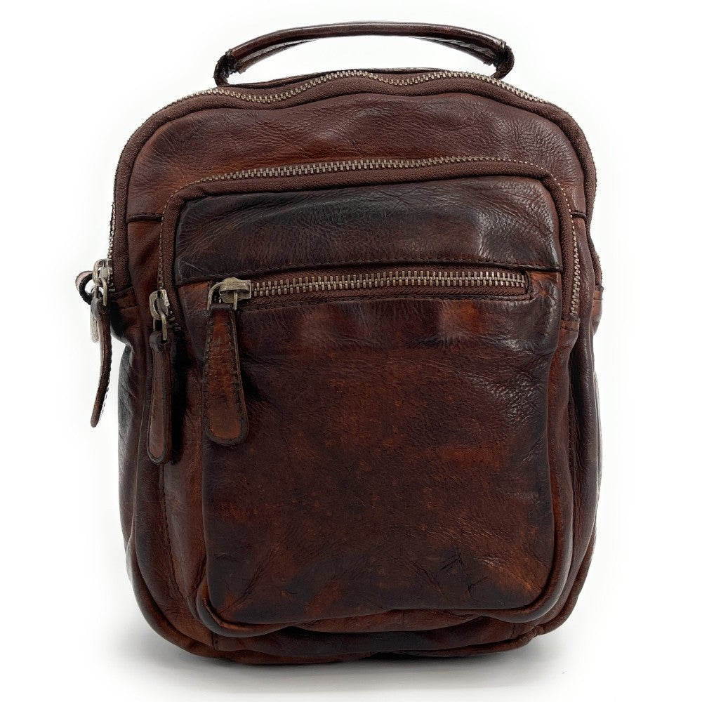 Sacoche en cuir vintage MISTER FRED Châtaigne