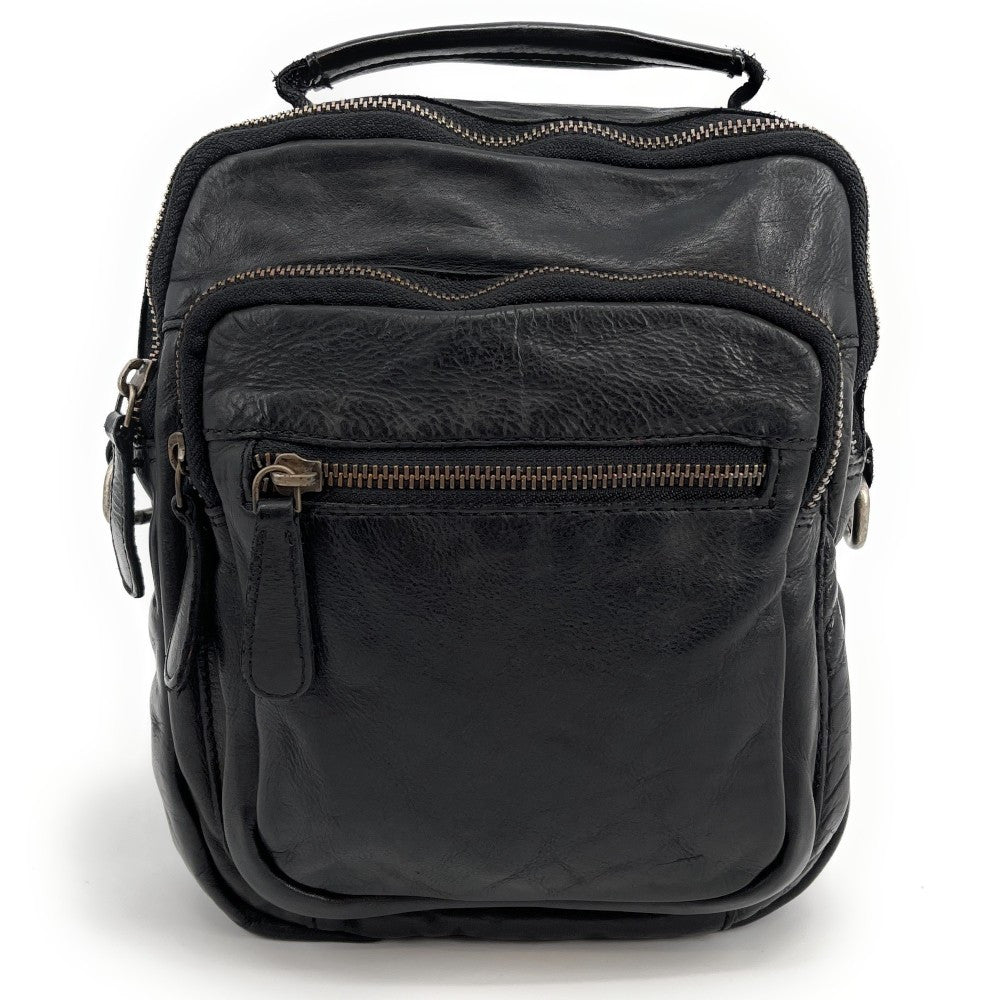 Sacoche en cuir vintage MISTER FRED Noir