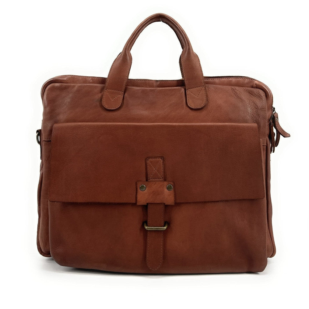 Sacoche en cuir vintage SOLO Camel foncé