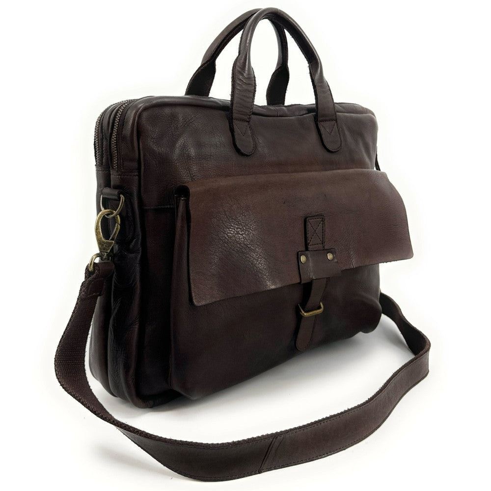 Sacoche en cuir vintage SOLO Chocolat