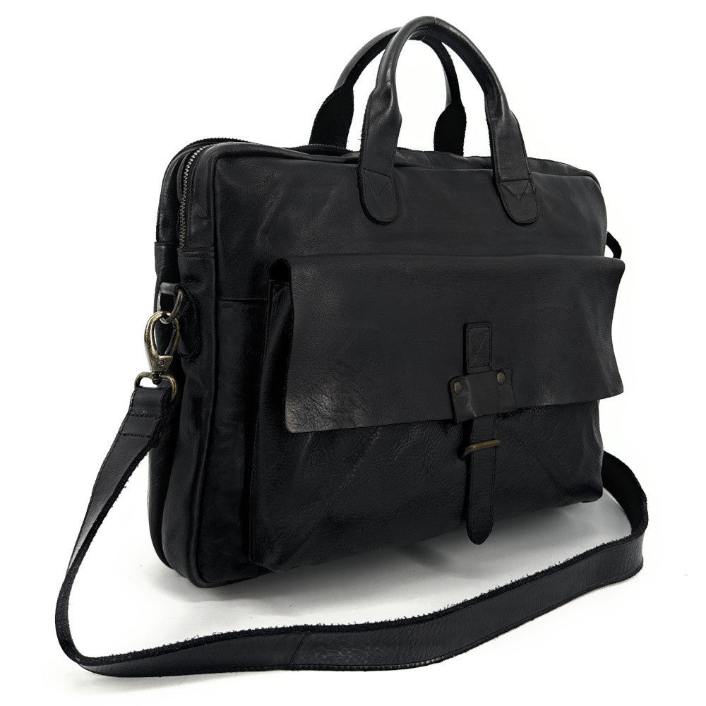 Sacoche en cuir vintage SOLO Noir