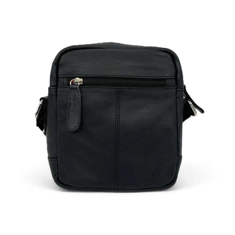 Sacoche homme à bandoulière en cuir lisse KID Noir