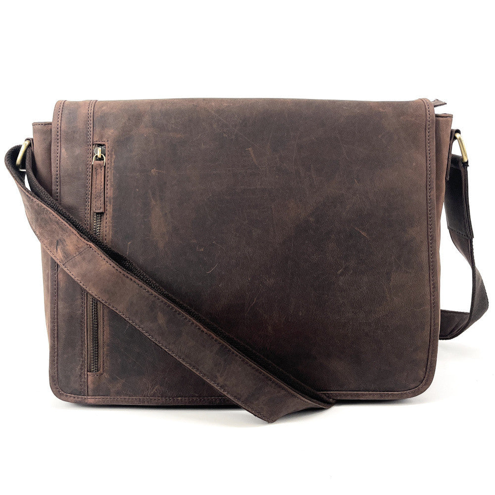 Sacoche homme à bandoulière en cuir used look CAMBRIDGE Chocolat