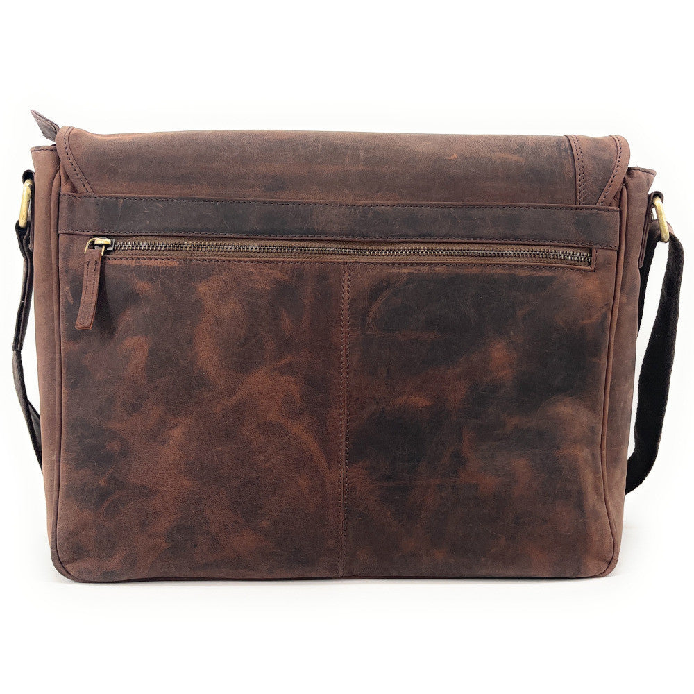 Sacoche homme à bandoulière en cuir used look CAMBRIDGE Chocolat